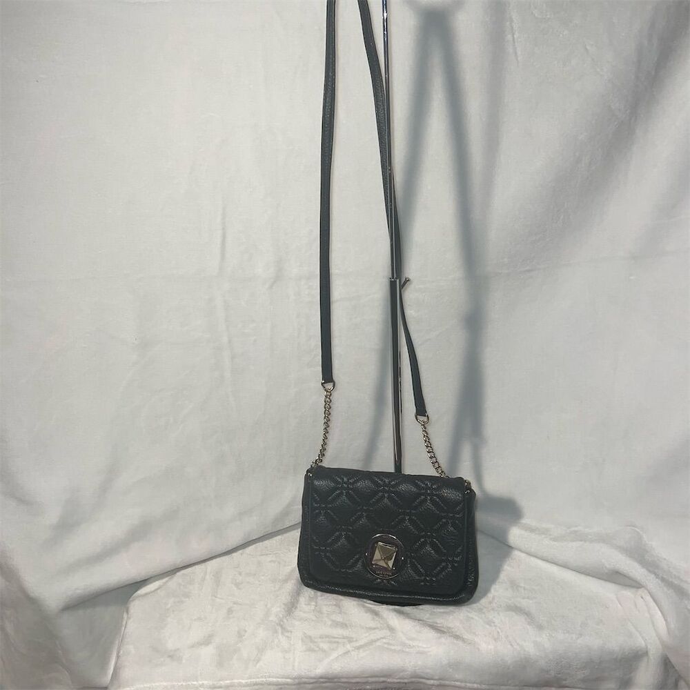 Kate Spade Black Quilted Leather Crossbody Bag Gold Chain Strap - Picture 2 of 12